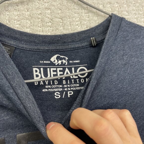 Buffalo David Bitton Mens S Graphic T Shirt Dark Blue Buffalo Logo Tee 100% - Picture 7 of 13